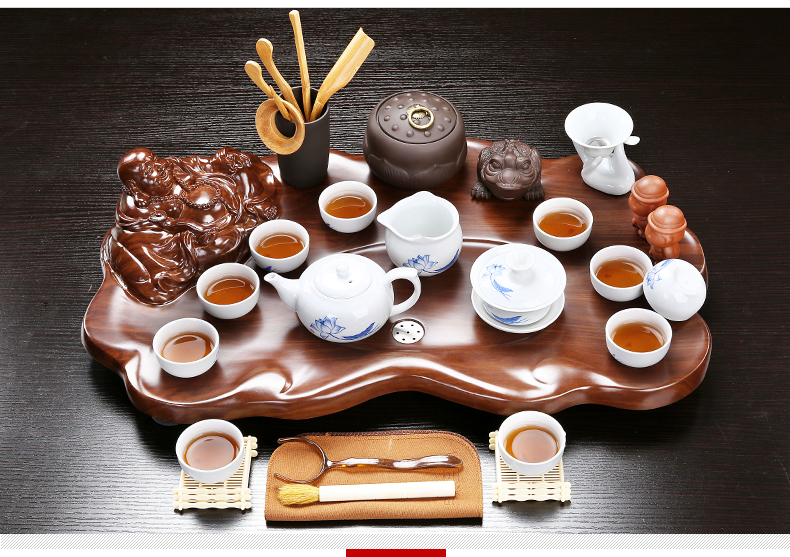 True sheng rosewood tea tray was set a complete set of kung fu tea set ceramic tea pot - calving cups domestic Chinese teapot