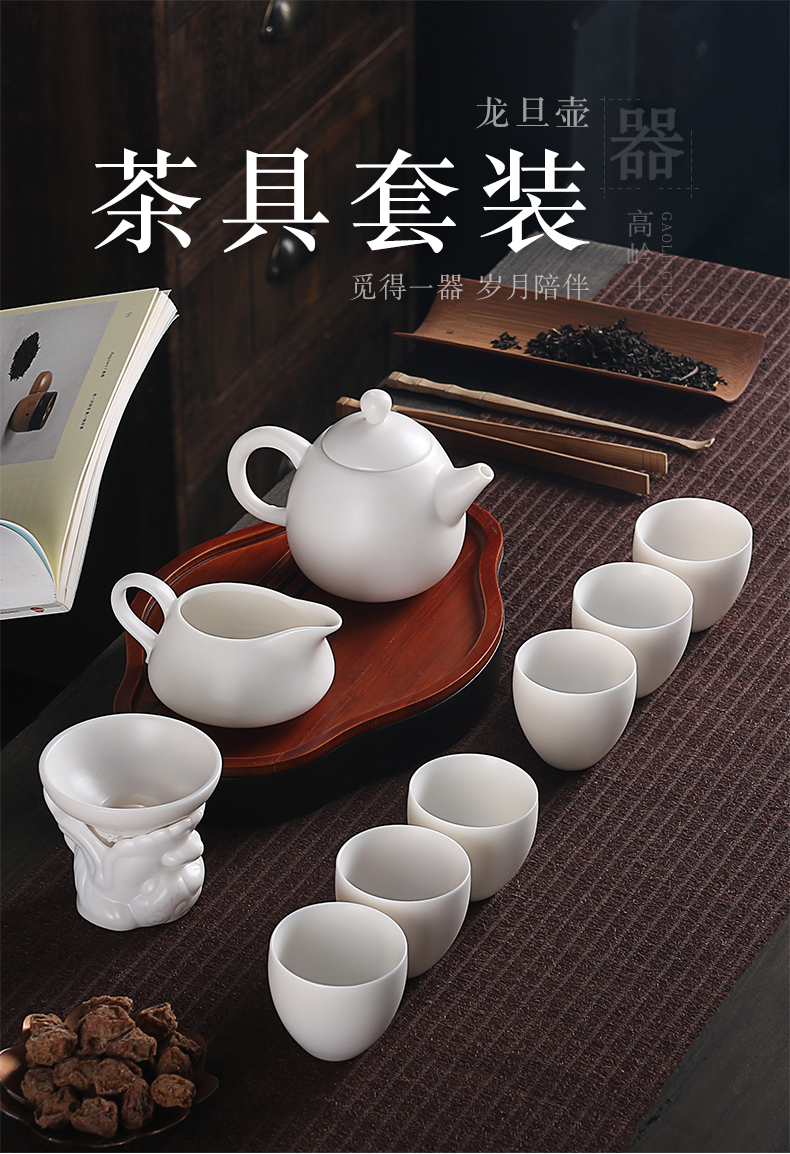 True cheng dehua white porcelain biscuit firing inferior smooth kung fu tea set home a whole set of home office ultimately responds mercifully tea cups