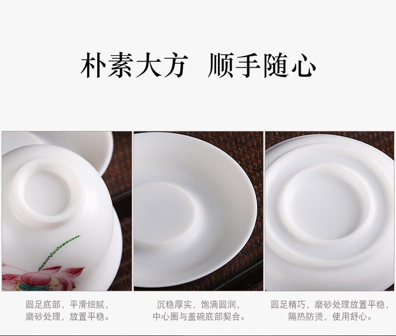 True cheng dehua white light suet jade hand gift kung fu tea white porcelain tea set a complete set of the teapot tea cup