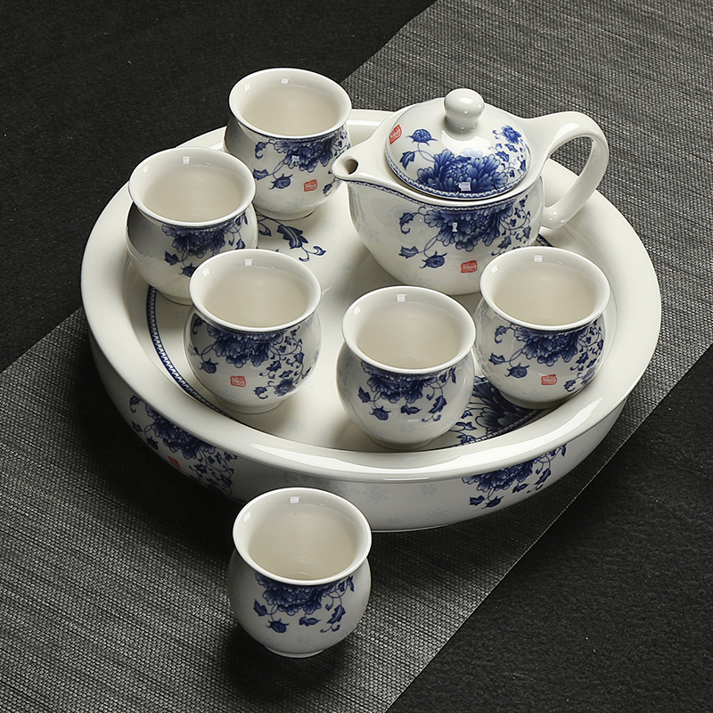 Really hold large heat insulation prevent hot double teapot teacup ceramic tea set a complete set of kung fu tea tray