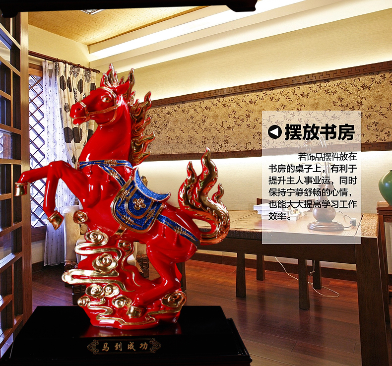 True sheng Chinese red porcelain decorating household act the role ofing is tasted furnishing articles to paint line carve creative decoration housewarming gift horse