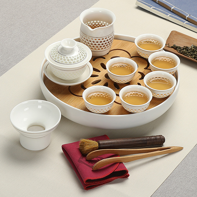 Really hold a complete set of tea set dry mercifully little tea tray was kung fu tea set ceramic tea set tea tray package travel