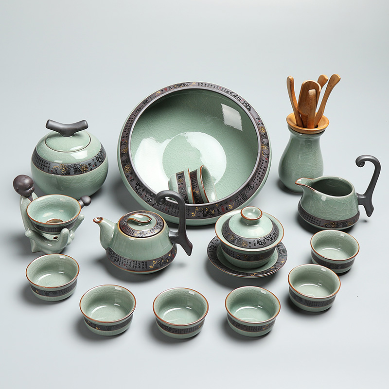 Really sheng elder brother up your up of a complete set of tea service suit kung fu GaiWanCha 6 gentleman slicing for wash tea caddy fixings