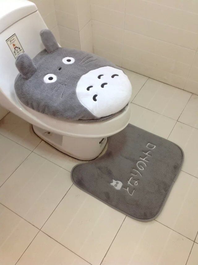Toilet seat Kawaii Japan Anime Totoro Warm Plush WC Toilet Mat Cover