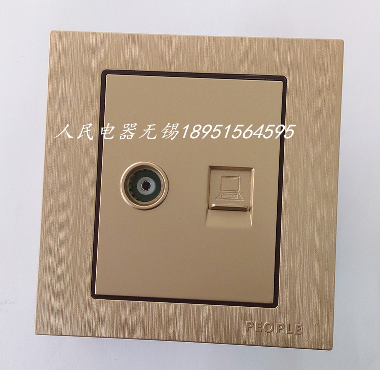 People's electric People's electrician R86L5-TVT8 champagne gold drawing panel TV computer socket steel base plate