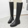 Brand Genuine Leather 2023 New Long Boots for Women, Fleece-Lined, Warm, Flat-Soled High Boots, Riding Boots, Cowhide Martin Boots