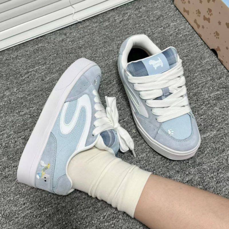 New Blue and White West Highland Puppy Design Loafers for Women, Cute and Comfortable Sneakers with Sound, Height-Increasing and Wear-Resistant