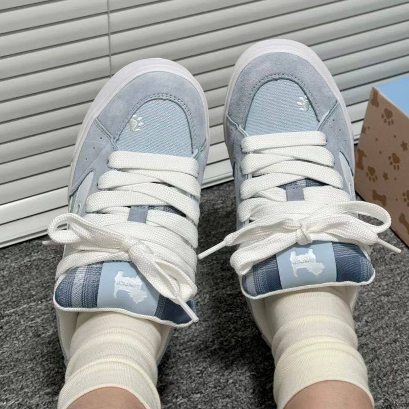 New Blue and White West Highland Puppy Design Loafers for Women, Cute and Comfortable Sneakers with Sound, Height-Increasing and Wear-Resistant