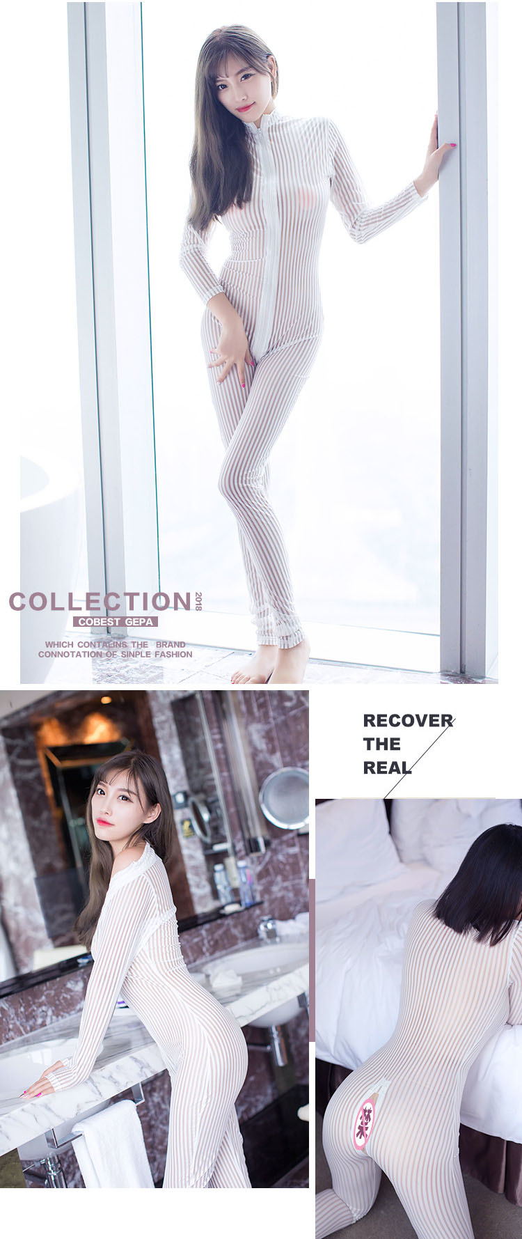 Đồ lót khiêu dâm của phụ nữ dọc đôi dây kéo cardigan jumpsuit miễn phí gợi cảm siêu hấp dẫn phối cảnh đồ ngủ chặt chẽ quan lot nu