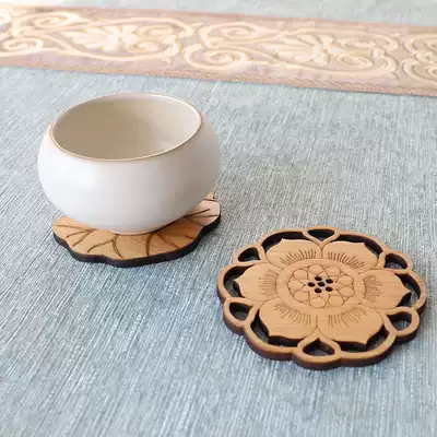 Lotus leaf bamboo thick tea cup mat Japanese tea ceremony insulation tea mat cup holder creative kung fu tea set accessories