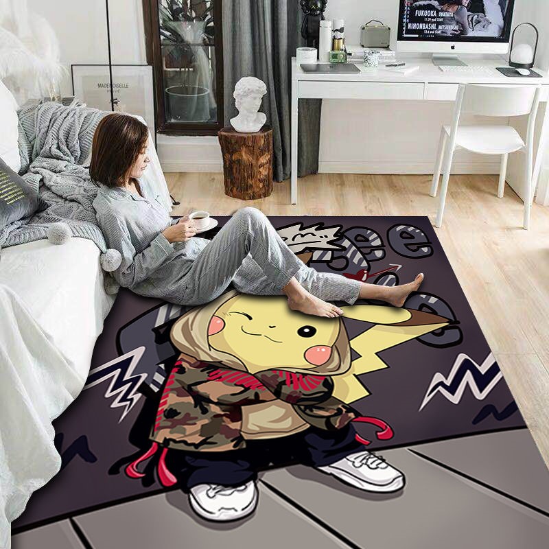 Quirky trend carpet floor mat Pokémon carpet bedroom round Pikachu cartoon animation children cute