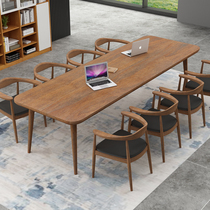 Solid Wood Strip Table Large Conference Table Long Table Minimalist Modern Desk Chair Combined Rectangular Bench Table