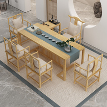 Solid wood tea table and chairs Composition New Chinese tea table Table Living room Home Zen Serve Gongfu Tea table minimalist Modern Bubble Tea Table