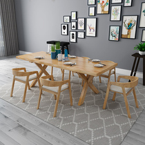 Full solid wood meeting table American loft in talks table and chairs Combined rectangular reception polynic table small strip table