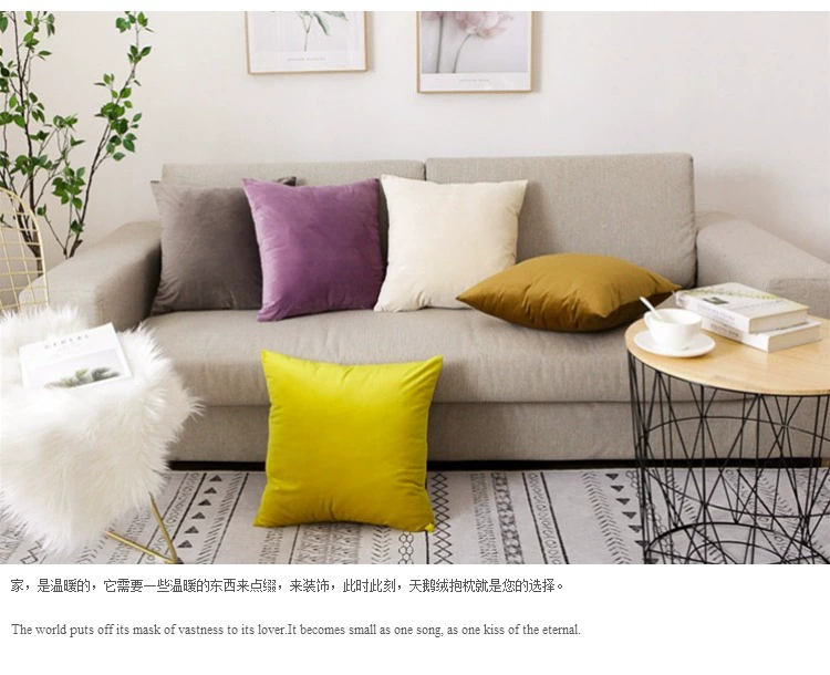 Bắc Âu gối rắn màu sofa đệm văn phòng eo nhung giường tựa gối xe không có lõi