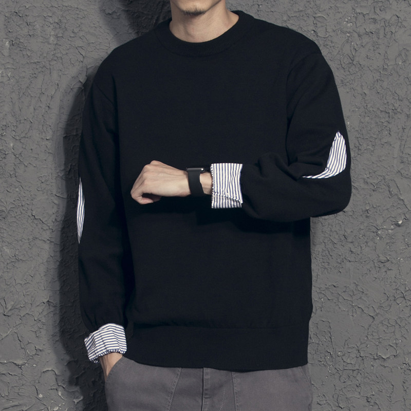 Yi Yang fake two-piece sweater men's Korean version of the trend personality autumn round neck sweater men's autumn and winter 2022 new