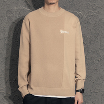 Yi 2020 Autumn and Winter new fashion fashion wild fake two pieces stitching pullover knitted sweater letter embroidery men