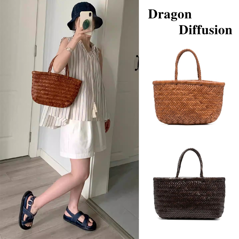 Authentic Rare Dragon Diffusion Hand-Woven Bag 8809 Mini Basket Handbag