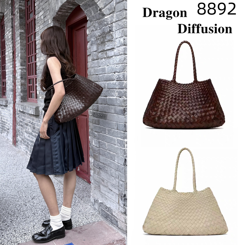 Discounts Are Now Available on Dragon Diffusion Woven Bags 8892, Commuter French-Style Basket Leather Handbags 8893