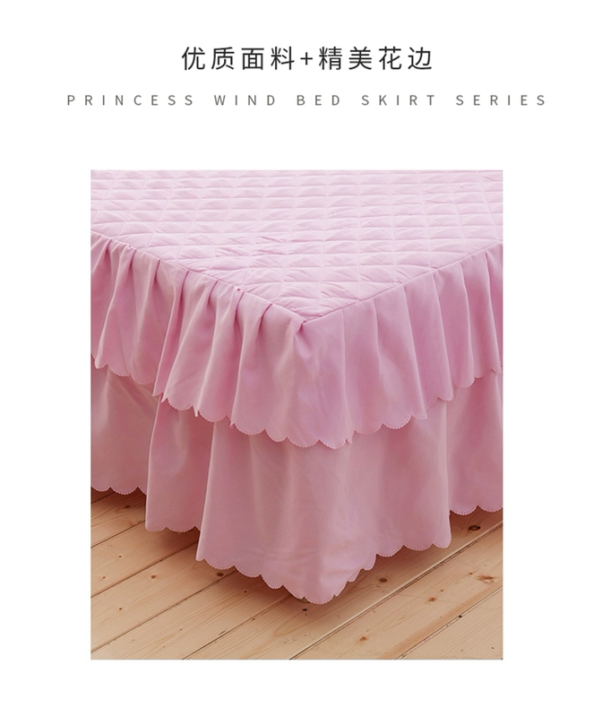 Tinh khiết ren Hàn Quốc dày giường bedspread bông váy một gia đình bốn cộng với bốn bộ chăn bao gồm giường bìa công chúa gió - Bộ đồ giường bốn mảnh