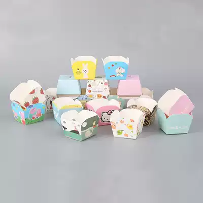 Muffin cup Square cup Cake paper cup mold Medium Hokkaido Chiffon baking high temperature resistant paper tray 100 pieces
