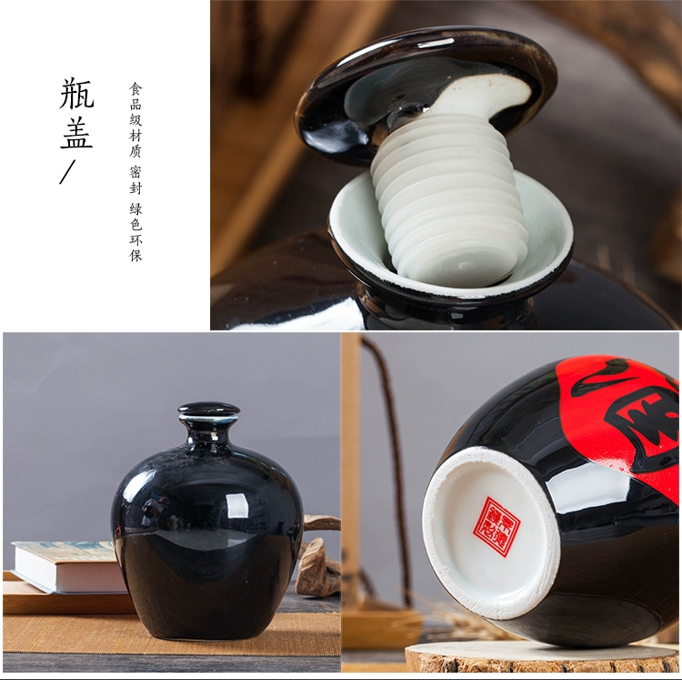 Chai rượu vang gốm 3 kg Jingdezhen rượu vang jar thủ công nồi rượu vang rỗng rượu vang rượu vang trắng đóng gói container niêm phong ba pound rượu vang lon ly uống rượu vang đỏ cao cấp