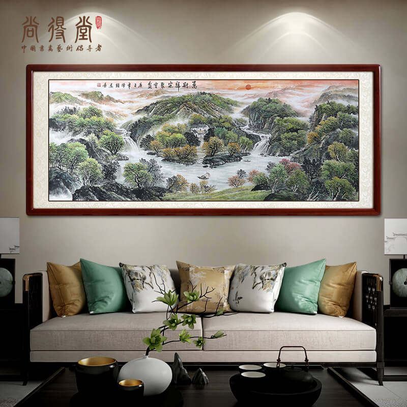 National Painting Imitation Ancient Painting Pure Hand Painted Poly Basin Landscape Painting Atmosphere Leaning on Mountain hanging painting Living room Decorative Painting Office Character Painting