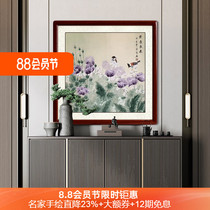 Famous hand-painted original purple air from the east flowers and birds traditional Chinese painting entrance hall living room decoration painting new Chinese style hanging painting freehand painting