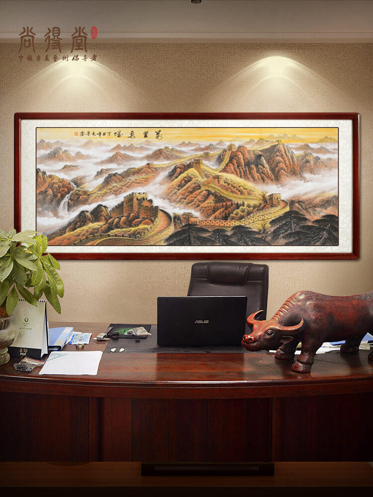 Pure hand-painted Chinese painting Great Wall lobby office decoration painting Living room Landscape painting Landscape calligraphy painting Hanging painting Mural