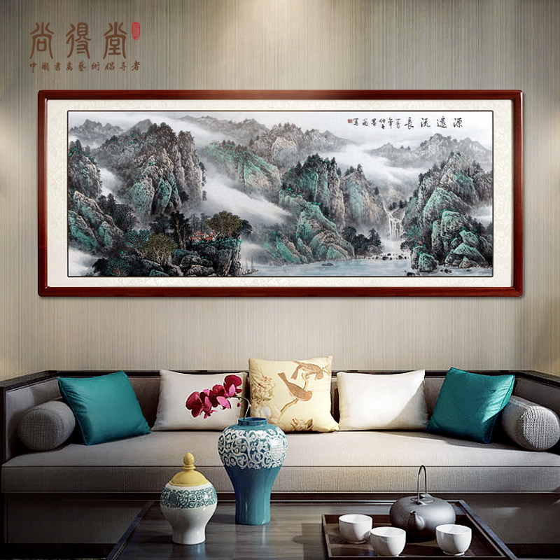 Landscape painting Chinese leaning mountain living room decoration painting sofa Background wall Background Wall Mural Painting Office Hang Painting Calligraphy