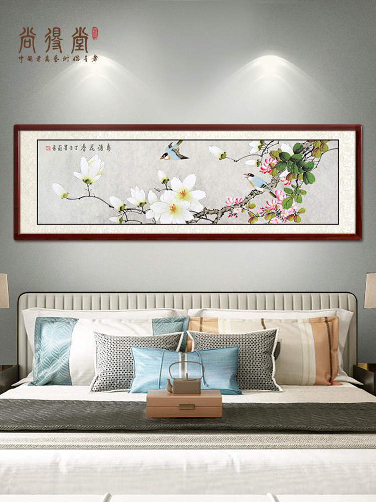Shang De Tang hand-painted Chinese painting Gongbi Flower and bird painting Chinese living room decoration painting Tea room hanging painting banner bedroom bed painting