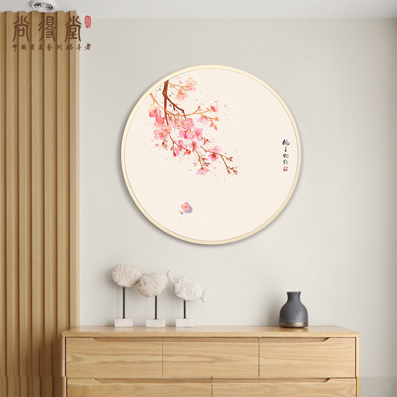 New Chinese famous hand painted country Painted Round Peach Blossom with Entrance Door Painting book Room Bedroom bedside Painter