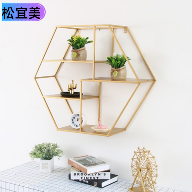 Songymei Creative minimalist Decorative Shelf Home Living Room Wall Decoration Wall-mounted Light Extravagant Iron Art Containing shelf