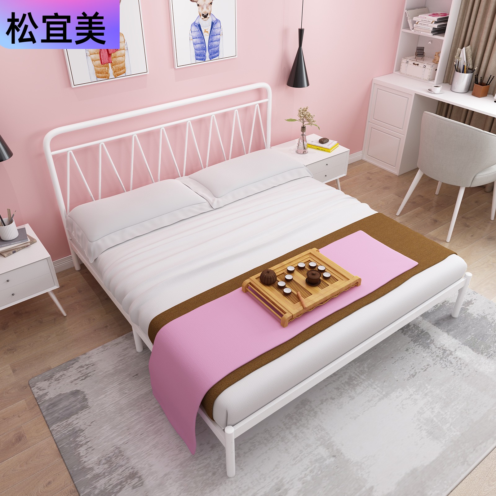 Song Yimei Home Furnishing Iron Art Double 1 5m Bed Frame Nordic Simple ins Net Red Light Luxury 1 8m Bedroom Furniture Bed