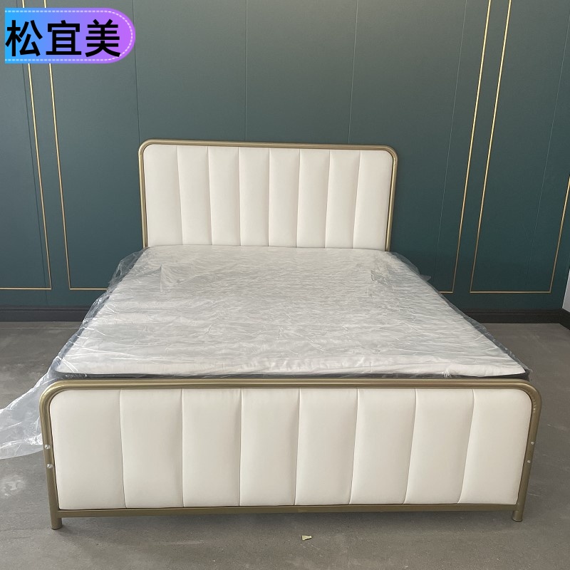 Wrought iron bed thickened reinforced double light luxury Nordic metal high-end ns net red simple modern stainless steel princess bed