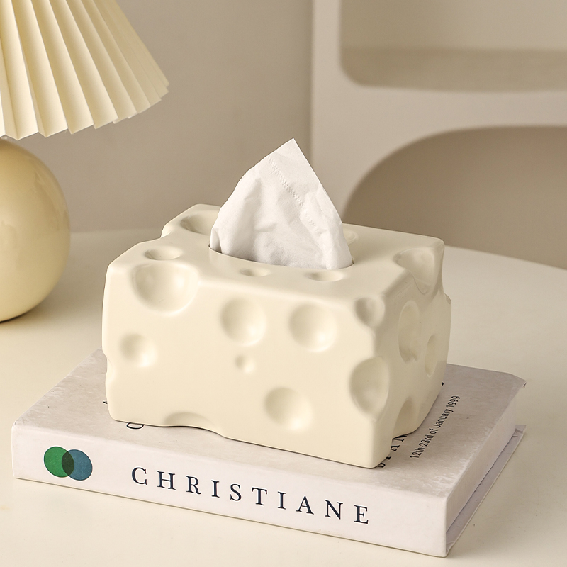 Cheese Creative Tissue Box Drawing Room Dining Towels Paper Box Paper Cramps Light Lavish High-end Desktop Ceramic Cramps Senior Sensation-Taobao