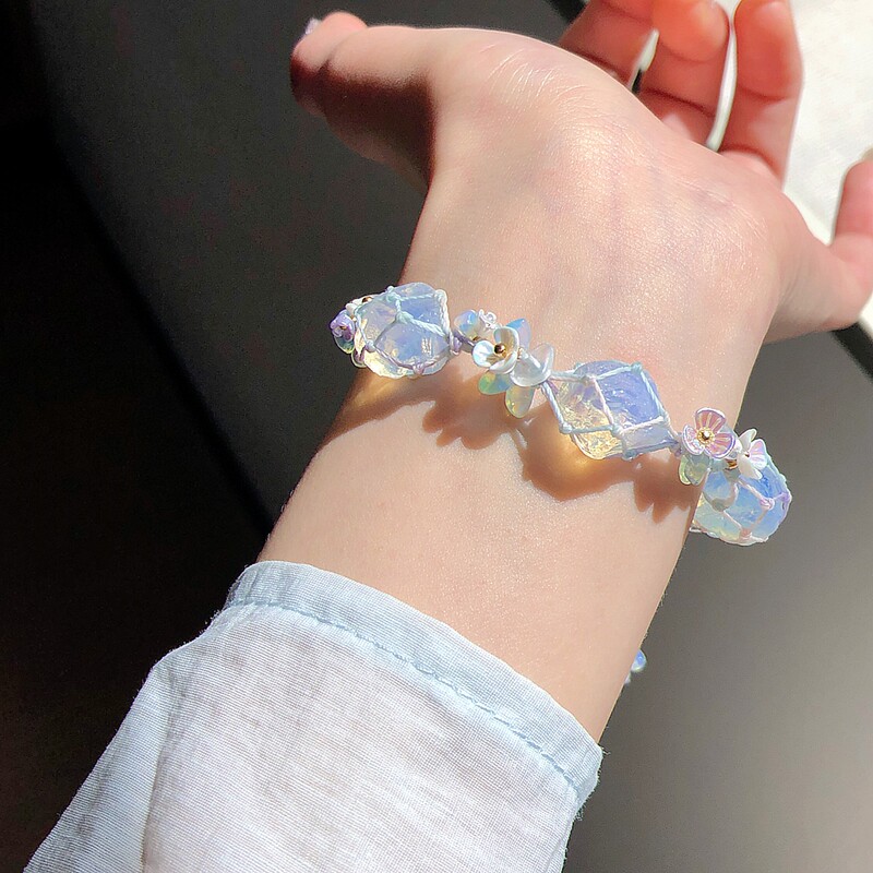 Suiyi Ice and Snow Fantasy Original Design Dreamy Opal Macrame Braided Bracelet Transparent Handmade