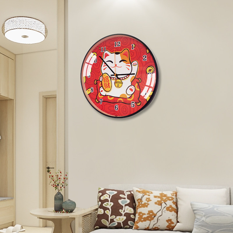 Watch and watch Cat Modern Home Light Lavish Creative Living Room Festive Clock Hanging Wall Tennis Red Fashion Muted Hanging Clock