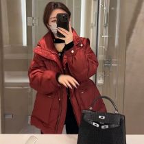 Mid-length down jacket for women 2024 winter new style fashionable waist waist small high-end white duck down jacket