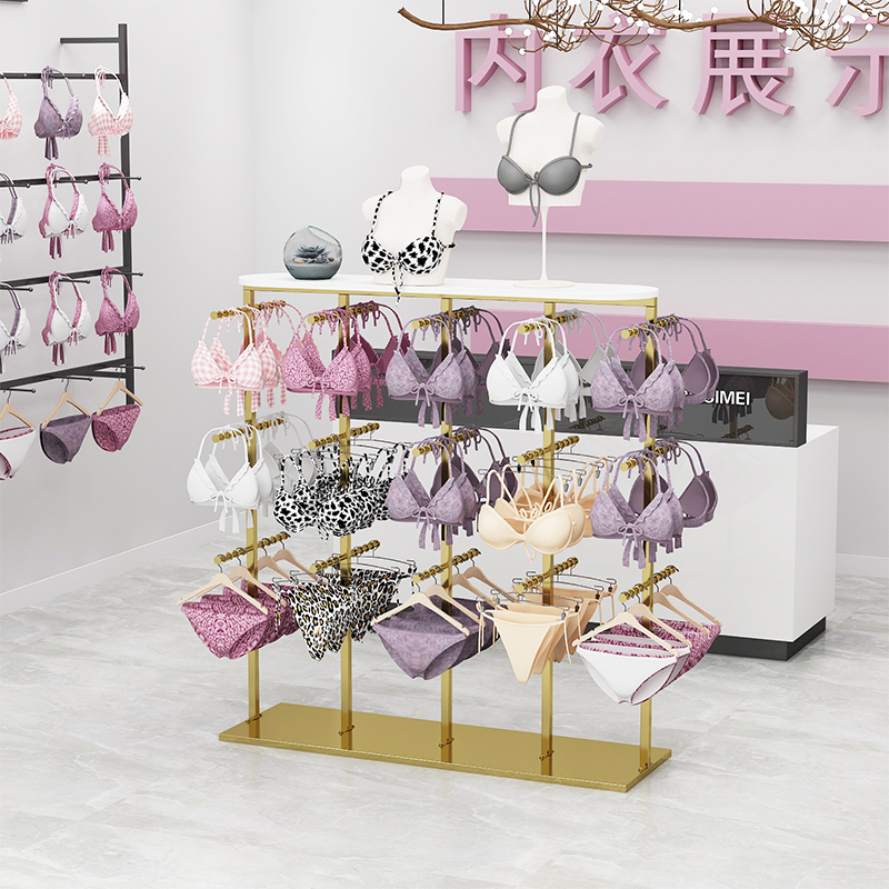Bra is hanging underwear in the island shelf panties display rack lingerie shop nano gold shelf shorts display stand