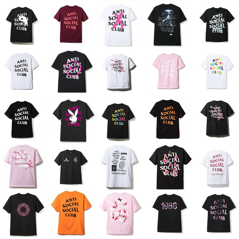 Assc Anti Social Social Club Original Peach Blossom Basic Collaboration Letter Couple Short-Sleeve T-Shirt