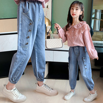 Girls pants Spring and Autumn Middle Childrens baby Foreign loose jeans Korean autumn childrens casual leg trousers