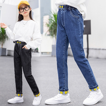 Girls Pants Spring and Autumn Korean Childrens Fashion Print Jeans