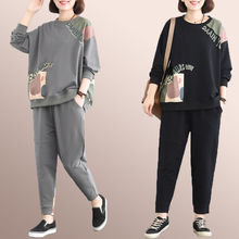 春秋大码女装宽松休闲运动卫衣套装