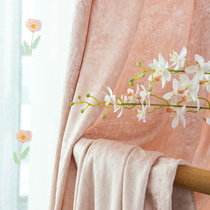 Solid color Cornus powder chenille curtain pastoral hipster small window screen modern Nordic living room bedroom warm