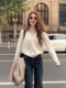French-Style Lace Patchwork Half-Turtleneck Knitted Base Shirt for Women, Autumn and Winter High-End Halter V-Neck Sweater Inner Top
