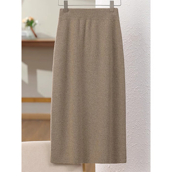 Autumn and Winter Wool Knitted Skirt for Women 2025 New High-Waisted Elegant Straight Pencil Skirt Thickened Slimming Long Skirt