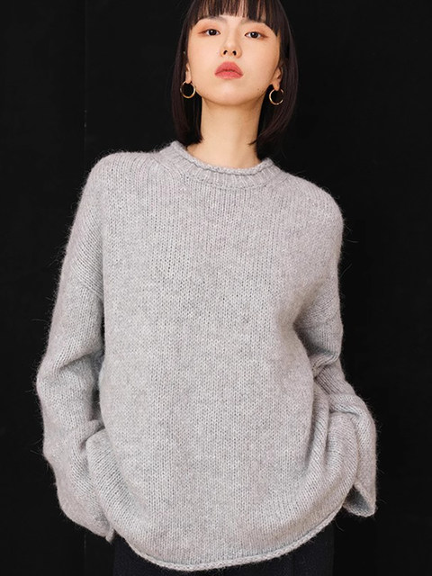 Autumn and Winter Retro Japanese-Style Loose and Casual Knitwear New Year Red Women's Clothing Christmas Red Outerwear Sweater Thickened Top