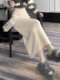 Autumn and Winter Mink Fur Slit Knit Skirt for Women, Winter Thickened Straight Hip-Hugging Skirt, White High-Waisted A-Line Long Skirt