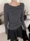 Autumn and Winter Korean Style One-Shoulder Bow-Knot Elegant Knit Sweater for Women, Unique and Super Stylish Red Top